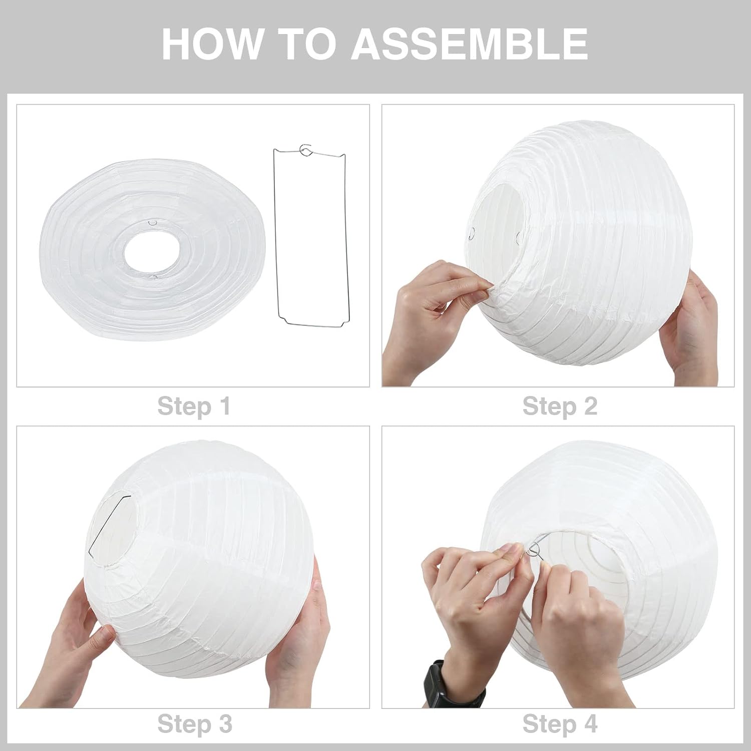 10Pcs White Paper Lanterns, Chinese Hanging Round Paper Lanterns Lamp for Birthday, Party, Christmas Decorations (10 inch) - Image 3