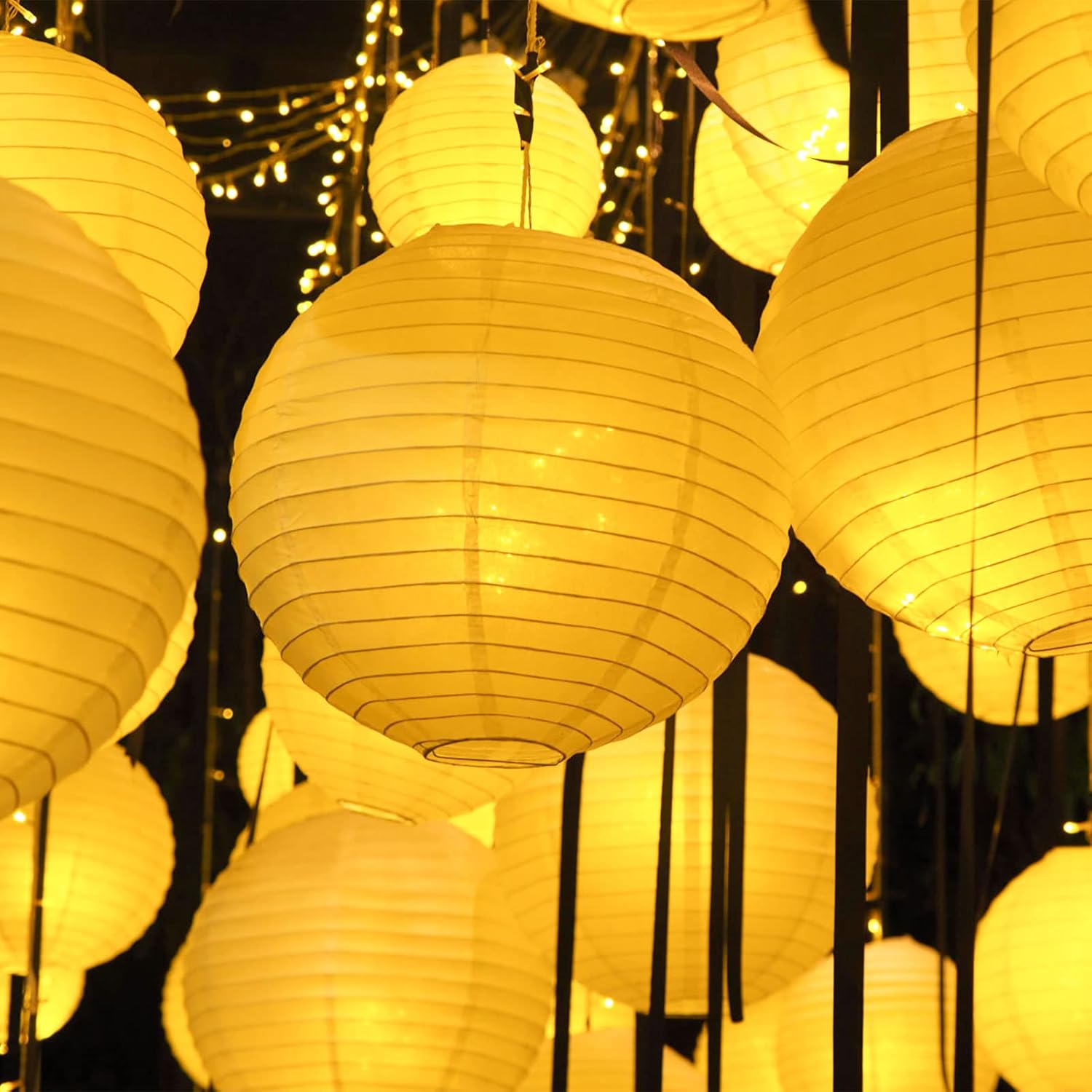 10Pcs White Paper Lanterns, Chinese Hanging Round Paper Lanterns Lamp for Birthday, Party, Christmas Decorations (10 inch) - Image 7