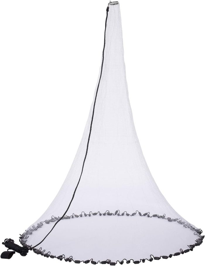 BASSDASH American Saltwater Fishing Cast Net 3/8 1/4-Inch Mesh 4ft 6ft 8ft Radius, 1-Pound Per Foot, for Bait Fish with Utility Bucket Casting - Image 2