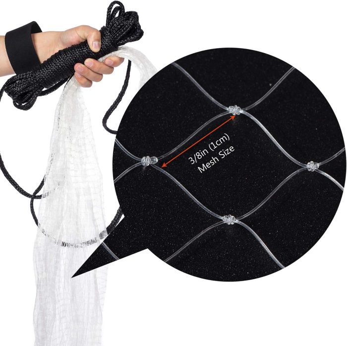 BASSDASH American Saltwater Fishing Cast Net 3/8 1/4-Inch Mesh 4ft 6ft 8ft Radius, 1-Pound Per Foot, for Bait Fish with Utility Bucket Casting - Image 4