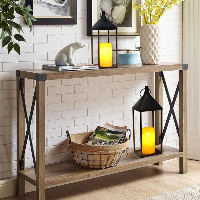 Modern Farmhouse Lantern Decor, 2Pcs Metal Candle Lanterns with Flameless Candles Black Decorative Lantern for Front Porch Covered Patio Dining Table Entryway Table Wedding Home Decor - Image 6
